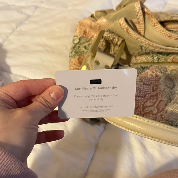 Jimmy Choo Ramona Beige and Multicolor Snake Shoulder Bag - Picture 7 of 9